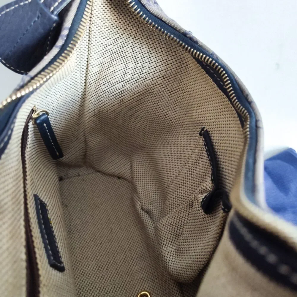 Vintage Dooney &‎ Bourke Bag Signature Y2K 90S Blue Gray Dust Bag Canvas Leather